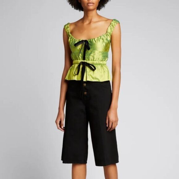 CIAO LUCIA Ilaria Silk Sleeveless Top with Velvet Bow